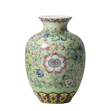 Imagem de Vaso de cerâmica esmaltado Vaso Chinoiserie para flores, vaso exclusivo, vaso decorativo para grama dos pampas, sala de estar, quarto, sala de estar, decoração artesanal presente (B)