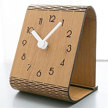 Imagem de Relógio de mesa moderno madeira maciça relógio de mesa decoração de mesa relógio de mesa quarto relógio silencioso ornamentos domésticos (cor: C, tamanho: tamanho único)
