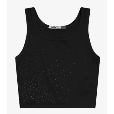 Imagem de Regata Juvenil Feminina em Ribana de Viscose Minty Preto, 12, Preto