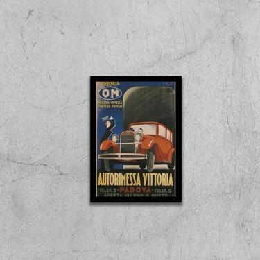 Imagem de Quadro Propaganda Carro Antigo Vermelho 45X34 Vidro Preta