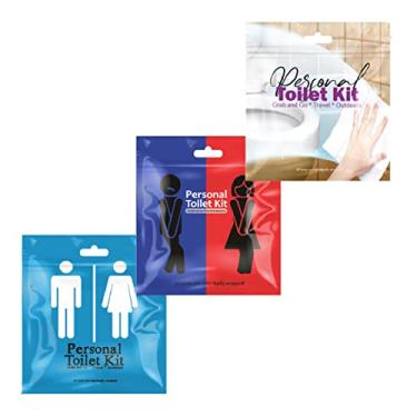 Imagem de pH Advantage 3 x kit de banheiro pessoal | kit de banheiro público | papel higiênico, capa de assento de vaso sanitário, lenços de limpeza (figuras azuis claras/figuras vermelhas e azuis/pano limpo)