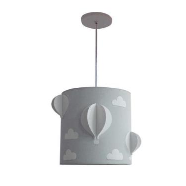 Imagem de Luminária de Teto Balões 3D Com Nuvens 25x25 Quarto Infantil - TOM LUZ