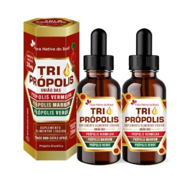 Imagem de Kit 2 Própolis Vermelha Marrom e Verde Tri Própolis Gotas 20ml Flora N