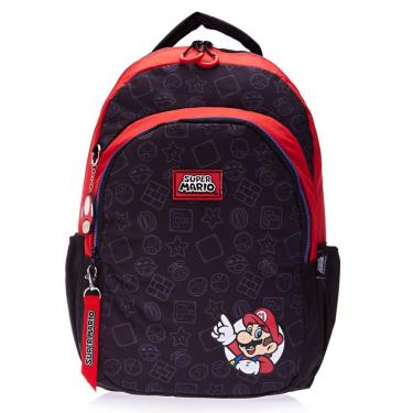 Imagem de Mochila Costas Infantil Menino Super Mario Bros Marrom Preto