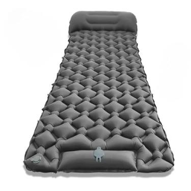 Imagem de ColchãO InfláVel Casal Resistente AutomáTico Multiuso Camping 190 * 120 * 5 Cm Com Travesseiro(cama solteiroCinza)