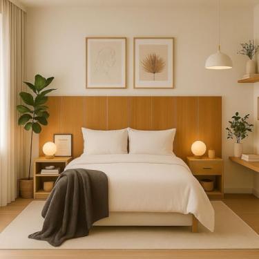 Imagem de Cabeceira em MDF Texturizado Fosco 225cm para Cama Box Casal Queen King | Painel Moderno para Quarto(Freijó)