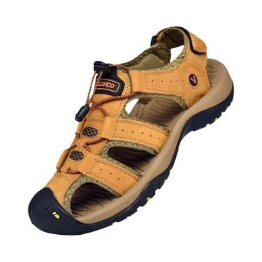 Imagem de Sandálias De Couro Masculinas Feitas À Mão, Respiráveis, Com Sola Gros