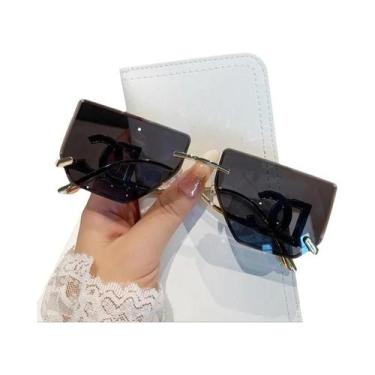 Imagem de Óculos De Sol Femininos Grandes Sem Armação Com Hastes Metálicas Curva