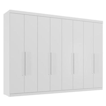 Imagem de Guarda Roupa Casal 8 Portas 4 Gavetas Master New Branco Brilho - Santos Andirá