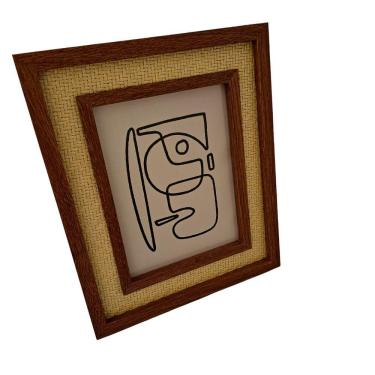 Imagem de Porta Retrato Madeira - Borda Rattan 15 X 20cm