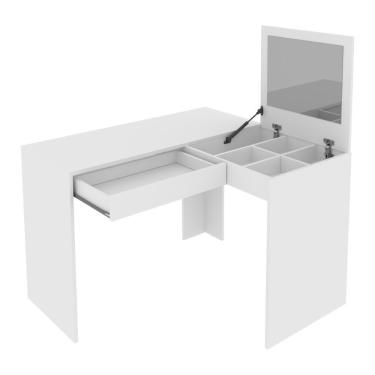 Imagem de Penteadeira/escrivaninha De Canto 110cm Com Espelho E 1 Gaveta Multimóveis Cr25279 Branco