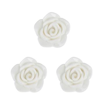 Imagem de Kit C/3 Miçanga em Resina Flor Rosa Branca 2 cm