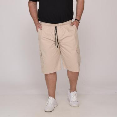 Imagem de Bermuda Cargo Sarja Masculina Cintura Elastico Plus Size-Masculino