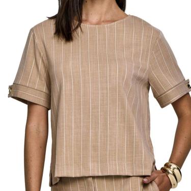 Imagem de Blusa Feminina Seiki Listrada Bege - 221258-Feminino
