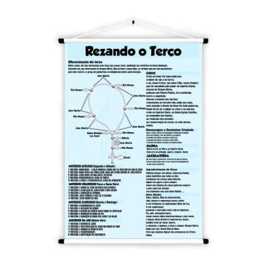 Imagem de Banner Educativo em Lona Bíblico Catequese Rezando o Terço 70x55cm - C