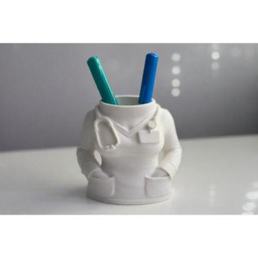 Imagem de Porta Canetas Jaleco Médico - Tudona3d, Branco