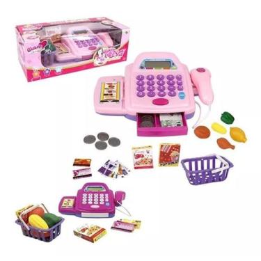 Imagem de Caixa Registradora Infantil com Acessórios Luz e Som Cor: Rosa - Toy K