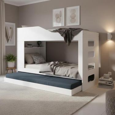 Imagem de Treliche Beliche com Cama Auxiliar 2 em 1 com Prateleira - Repleta, Br