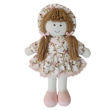Imagem de Boneca Pano Malha 37cm Brinquedo Decorativa Artesanal Menina Fofura Me