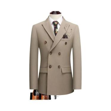 Imagem de Terno Masculino Preto De Cor Sólida Com Lapela Entalhada E Fechamento 