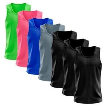 Imagem de Kit 7 Regata Dry Lisa Básica Proteção Solar UV Térmica Camiseta Treino Academia Ciclismo Regatas-Masculino
