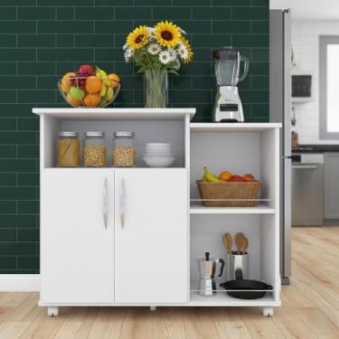 Imagem de Balcão Fruteira 88cm com Nicho e Rodízios  Ideal para Cozinha - ECOMME