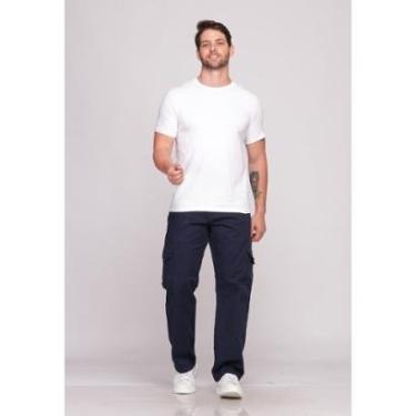 Imagem de Calça Masculina Cargo em Sarja Macaw Sarja 7888 Azul Marinho-Masculino