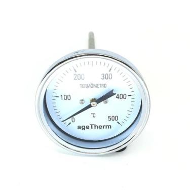 Imagem de Termômetro Inox 80 Mm 500 Graus Haste 20cm Rosca 1/2 Angular - AGETHER