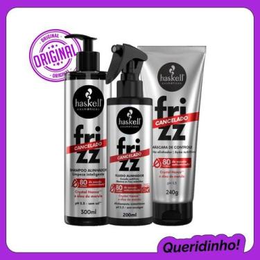 Imagem de Kit Frizz Cancelado Haskell Shampoo Mascara Fluido - Haskell Cosmético