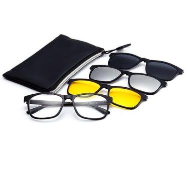 Imagem de Armação de Óculos + 3 lentes Clip On Polarizada UV400 - Vinkin, Preto