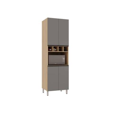 Imagem de Paneleiro 70cm 4 Portas Com Nicho Microondas Essenza Luciane Andorra-cinza Puro