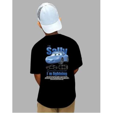 Imagem de Camiseta Infantil Over Sized Carros Eu Sou A Sally - MB Sports, Preto,