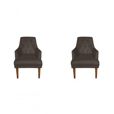 Imagem de Kit 2 Cadeiras Poltronas Paris Decorativa para Sala de Jantar e Recepção Suede Confortável Marrom