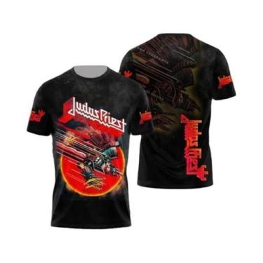 Imagem de Camisetas Masculinas E Femininas Judas Priest Firepower Heavy Metal Ro