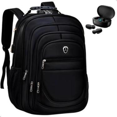 Imagem de Kit Mochila Grande Executiva Espaço Notebook + Fone de Ouvido Bluetooth Musica-Masculino