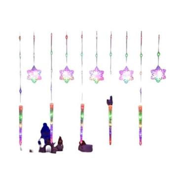 Imagem de Luzes De Cortina LED De Natal Em Forma De Floco De Neve Com Controle R