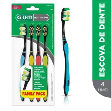 Imagem de Gum Escova Dental Adulto Multi-clean - 4 Und. Cores Sortidas