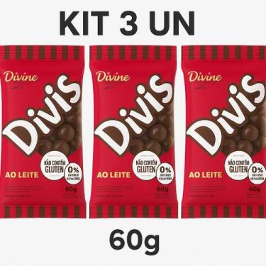 Imagem de Kit 3 Chocolate Divine Divis Chocolate ao Leite 60G