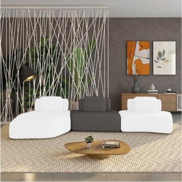 Imagem de Sofá 3 Lugares Orgânico com Chaise e 2 Módulos Berlim Bouclê Off K01 -