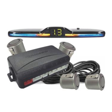 Imagem de Sensor de Estacionamento Traseiro RS308BR Pro Line Prata com 4 Sensores, Display RGB e Detecção Precisa Roadstar Brasil