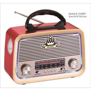 Imagem de Rádio Retrô Bluetooth OEM AD-3199 com Usb Microsd Lanterna Entrada Auxiliar Am Fm Sw Bivolt Preto