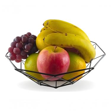 Imagem de Fruteira de Mesa Organizador de Frutas em Metal Aramado com Design Moderno para Cozinha Preto