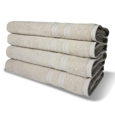Imagem de Kit com 4 Toalhas de Banho Lisboa 100% Algodão 430G-M2 Alta Absorção 80X150CM Bege