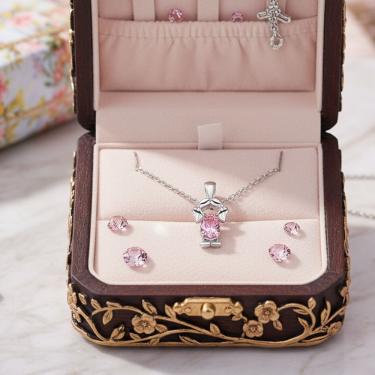 Imagem de Pingente Amaré Menina e Menino com Coração em Prata 925 Rosa Infantil Feminino