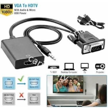 Imagem de Cabo Adaptador Conversor In Vga (pc) E Usb P/ Out Hdmi(tv) - NEW