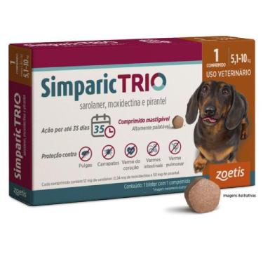 Imagem de Antipulgas e Carrapatos Simparic Trio para Cães de 5,1 a 10 kg com 1 C