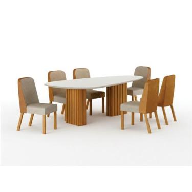 Imagem de Conjunto Sala de Jantar Ísis 2,00m com 6 Cadeiras Tampo Orgânico Off W