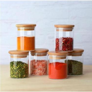 Imagem de Kit 5 Potes de Vidro com Tampa de Bambu 200ml - Lyor