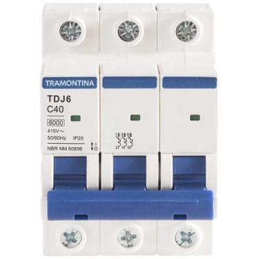 Imagem de Mini Disjuntor Tramontina 3 Polos 40 A Curva C Branco Para Instalações