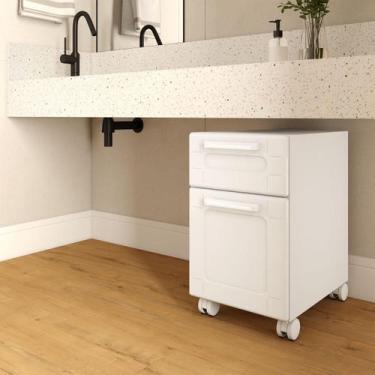 Imagem de Balcão Multiuso com rodízios 35cm 1 Porta 1 Gaveta Bertolini, Branco
